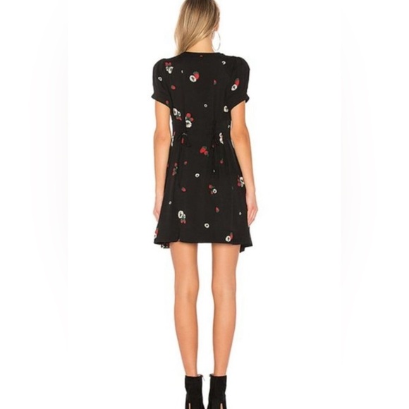 Free People Dream Girl Black Strawberry Floral Print Mini Dress Size 2 - Picture 7 of 15